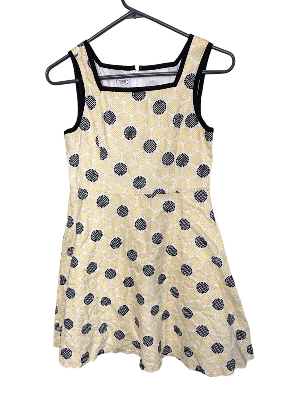 Talbots Kids Yellow Black Linen Blend Sunflower A Line Sundress Size 14 Retro